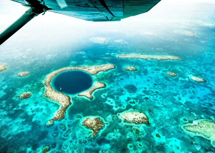 Belize Blue Hole flyover Belize Blue Hole flyover