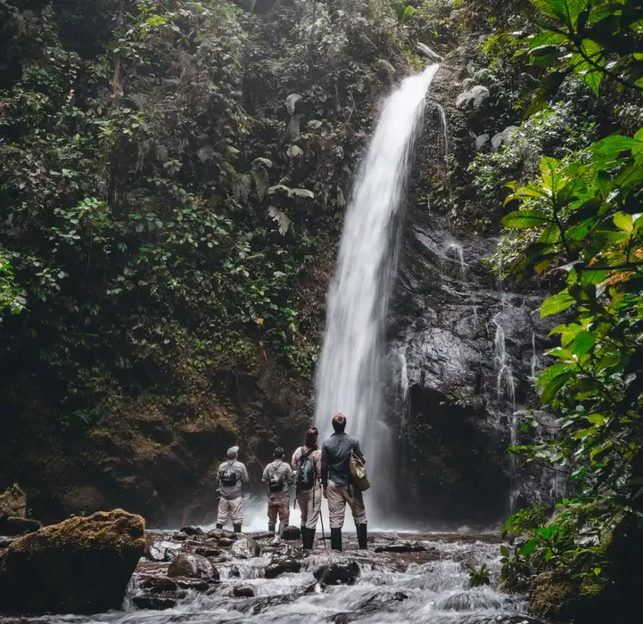 Ecuador Mashpi waterfall portrait