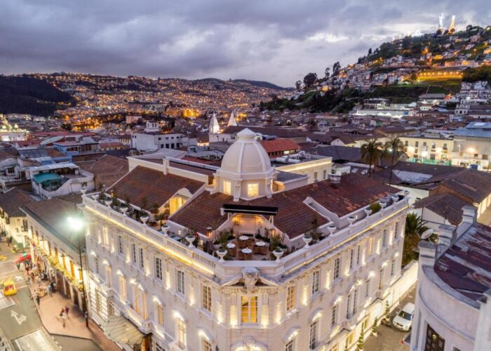 Ecuador Quito Casa Gangotena aerial evening