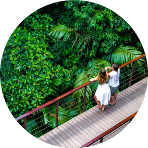 Nayara bridge overlooking the jungle couple La Fortuna Arenal Costa Rica